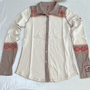 Alp-n-Rock WESTERN CROSS button down - Bisque/Warm Grey
